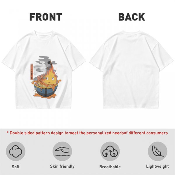 Howl's Moving Castle Calcifer Ramen Graphic T-Shirt