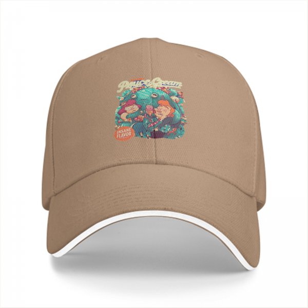 Black Baseball Cap with Psychedelic Ice Cream Monster Graphic Print