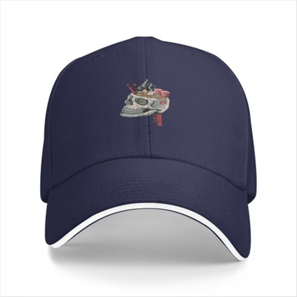 Black Baseball Cap With Skull Sushi Art Print