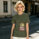Olive T-Shirt with Cute Frog Graphic and Further Notice Text