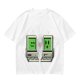 Olive T-shirt with pixel art retro computer characters print