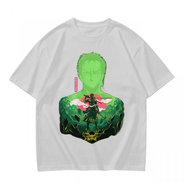 Olive Anime T-Shirt With Samurai Warrior Silhouette Art