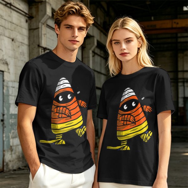 Olive T-Shirt with Mummy Candy Corn Halloween Graphic