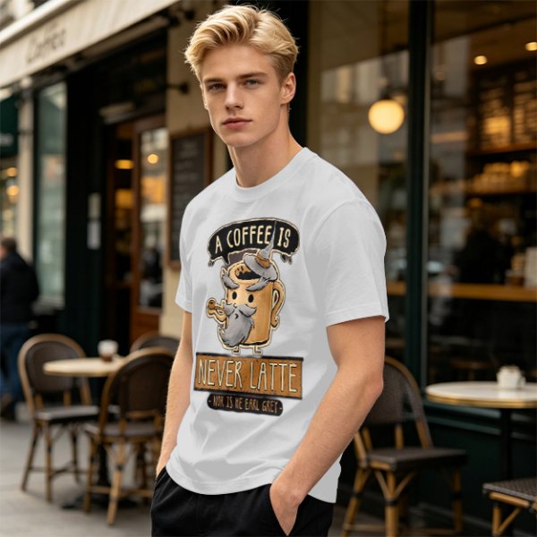 A Coffee Is Never Latte Wizard Mug T-Shirt Print