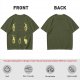 Olive Green T-Shirt with Cartoon Avocado Fitness Characters Print