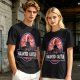 Olive T-Shirt with Haunted Castle Silhouette Graphic Design