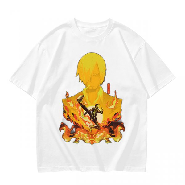 One Piece Sanji Fire Kick Graphic Olive T-Shirt