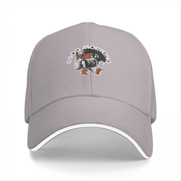 Black baseball cap with Good Morning cartoon print