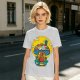Olive T-Shirt with Trippy Mushroom House Graphic Design