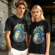 Olive T-Shirt with Whimsical Forest Spirit and Butterfly Print