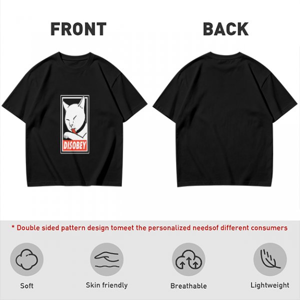 Olive T-shirt with Disobey Cat Grooming Graphic Print