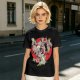 Olive T-shirt with Ghostbusters parody female character graphic print