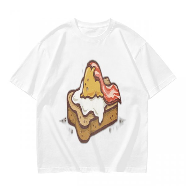 Olive T-Shirt With Cute Lazy Egg On Toast And Bacon Print