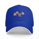 Black baseball cap with dancing pineapple and coffee cup characters