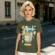 Olive T-Shirt With Kawaii Beer Can Robot Graphic