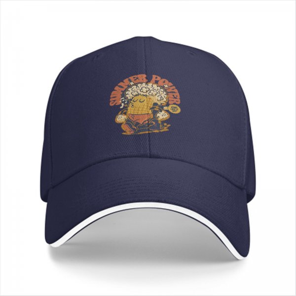 Black baseball cap with retro summer power corn graphic print