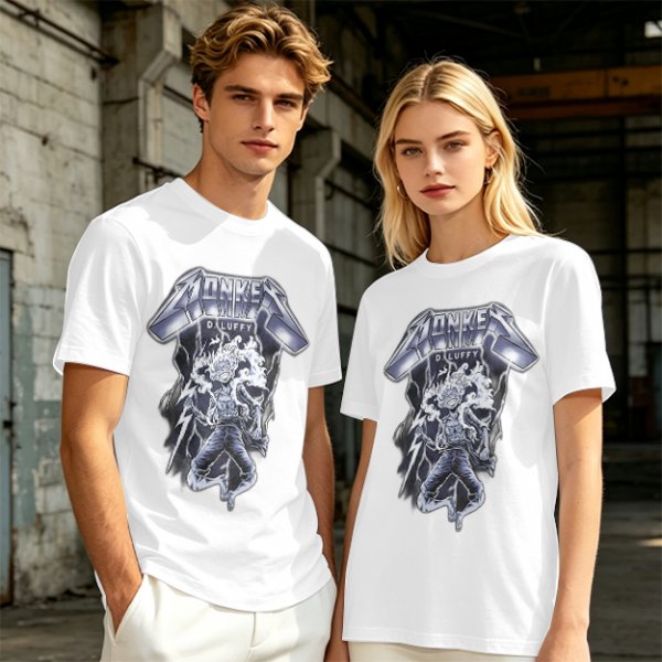 One Piece Monkey D. Luffy Gear 5 Metal Rock Style Graphic T-Shirt