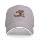 Black Baseball Cap with Tropical Beach Themed Graphic Print