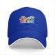 Black baseball cap with cute punctuation characters and speech bubbles