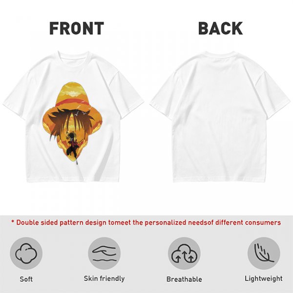 One Piece Luffy Straw Hat Sunset Graphic T-Shirt