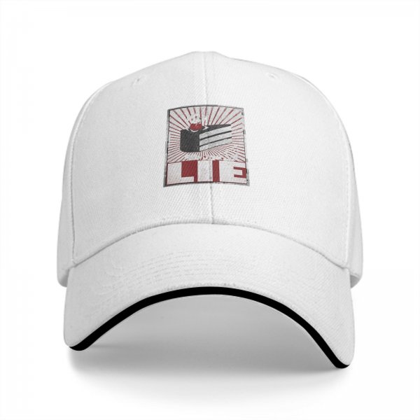 Black Baseball Cap With Cake Graphic And Lie Text Print