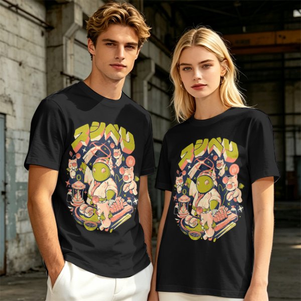Olive T-Shirt With Final Fantasy Tonberry Moogle Sushi Art Print