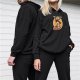 Black hoodie with anime character eating ramen graphic