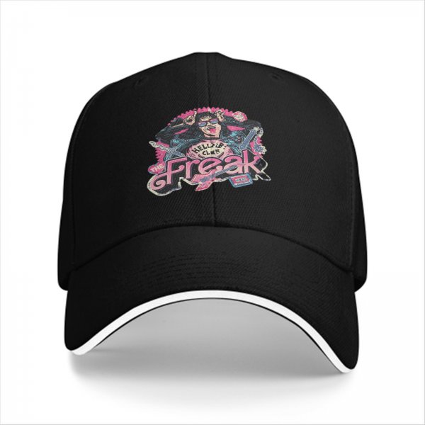 Black baseball cap with Hellfire Club The Freak graphic print