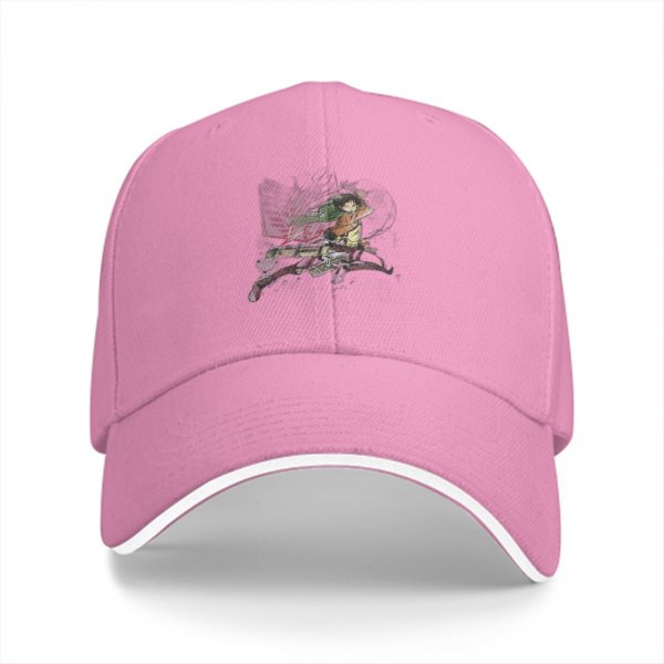 Black Baseball Cap With Attack On Titan Anime Character Print
