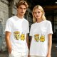 Olive T-Shirt with Cute Pizza and Pineapple Holding Hands Print