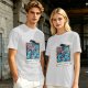 Olive t-shirt with monster polaroid print that says Normal Is Boring