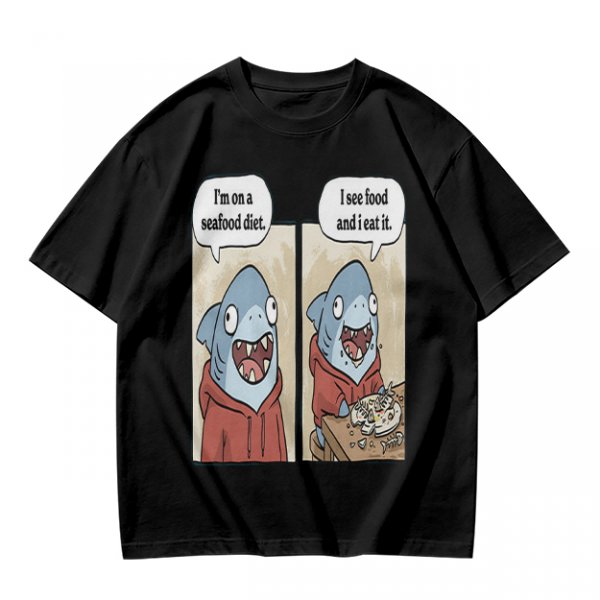 Shark seafood diet meme graphic t-shirt