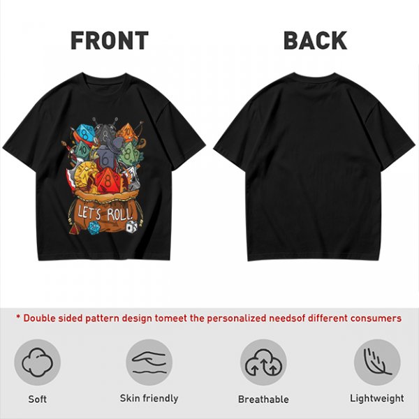 Olive Dungeons and Dragons Dice Bag Let's Roll Graphic T-Shirt