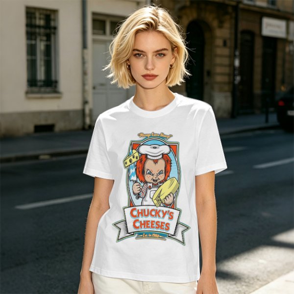 Chucky's Cheeses Horror Themed Graphic T-Shirt