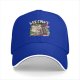 Black baseball cap with punk rock cat graphic design