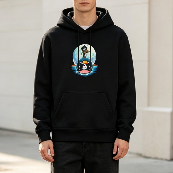 One Piece Brook and Laboon Moonlight Graphic Hoodie
