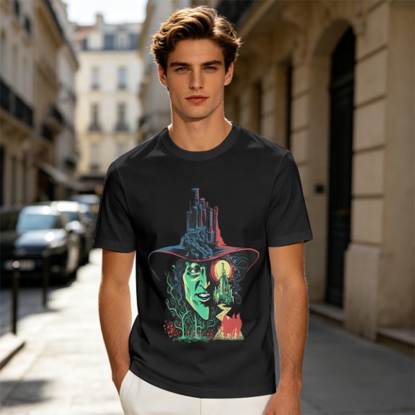 Olive T-Shirt with Wicked Witch of the West Emerald City Artwork