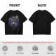 Olive T-shirt with dark anime elf mage holding staff and purple magic circle print