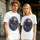 Olive T-Shirt Featuring Stylized Night Dragon In Swirling Oval Art