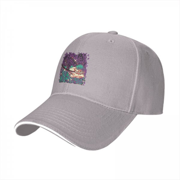 Black Baseball Cap With Anime Swordsman Graphic Print