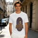 Olive green t-shirt with Skeletor Evil Ale beer graphic