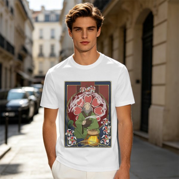 Olive T-shirt with Iroh from Avatar: The Last Airbender Tea Art Print