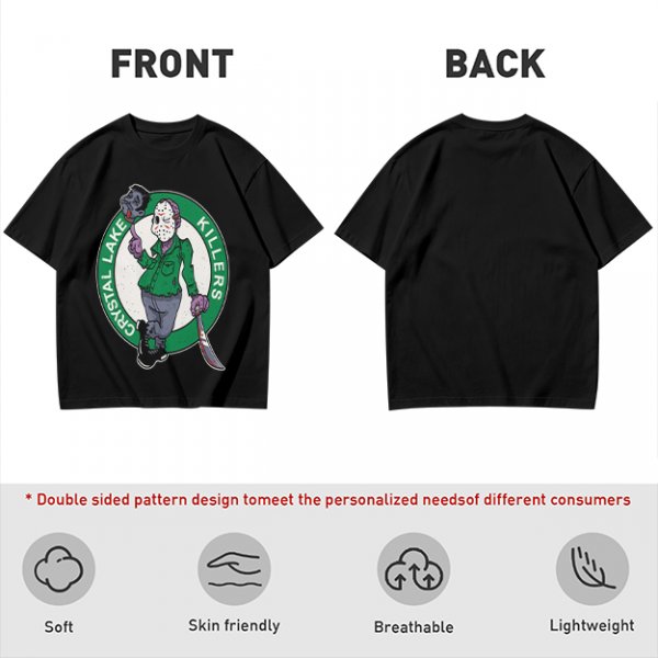 Army Green T-Shirt with Crystal Lake Killers Jason Voorhees Graphic