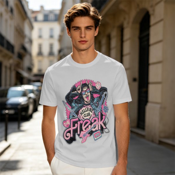 Olive Graphic T-Shirt with The Freak Hellfire Club Rock Print