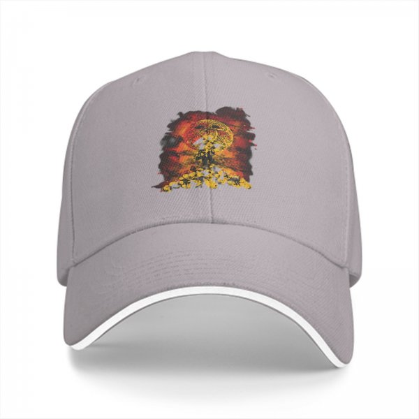 Black Baseball Cap With Mushroom Cloud Explosion Graphic Print
