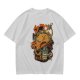Olive T-shirt with Monster Burger and Japanese Graphic Print