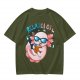 Olive t-shirt with a relaxed axolotl wearing sunglasses holding a drink