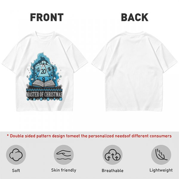 Master of Christmas D20 Dice T-Shirt for RPG Fans