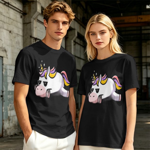 Olive T-Shirt With Grumpy Unicorn Graphic Print
