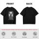 Olive t-shirt with dark anime winged warrior under full moon print